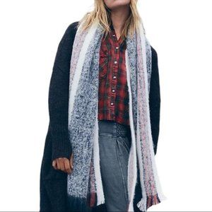 Free People Brushed Racer Blanket Scarf Red Combo